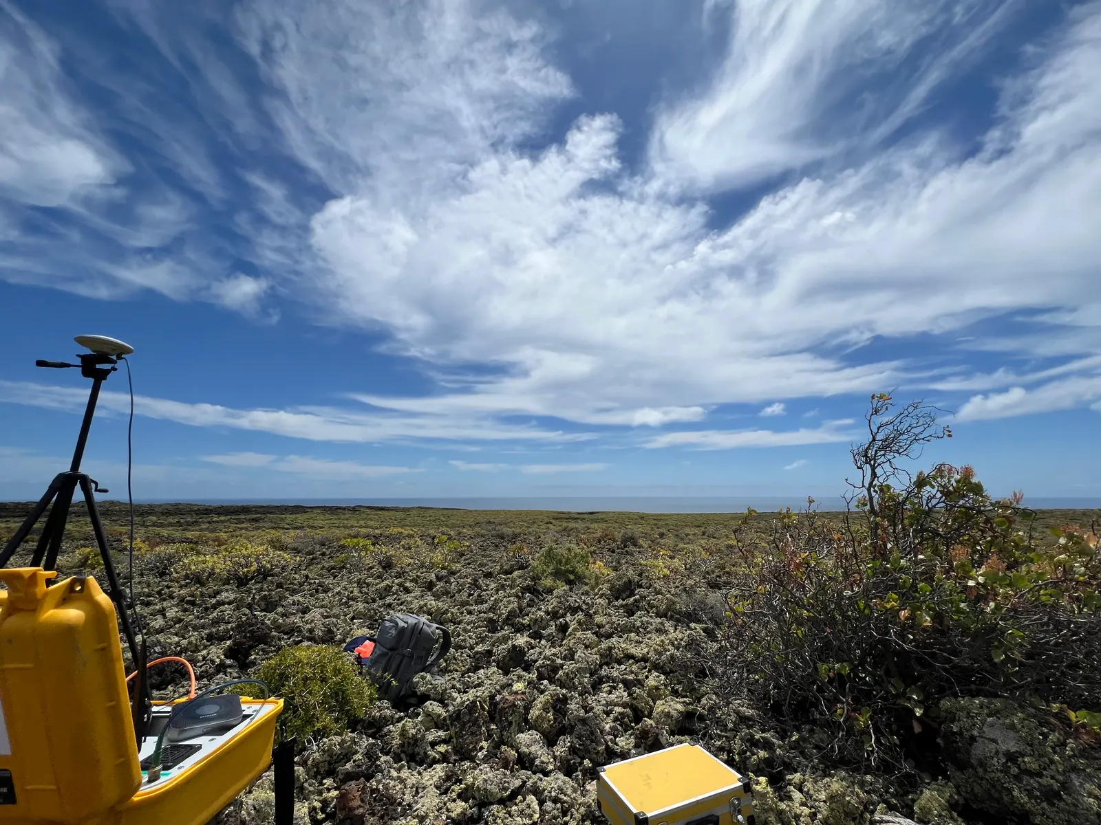 Field equipment beside the survey area on Lanzarote.