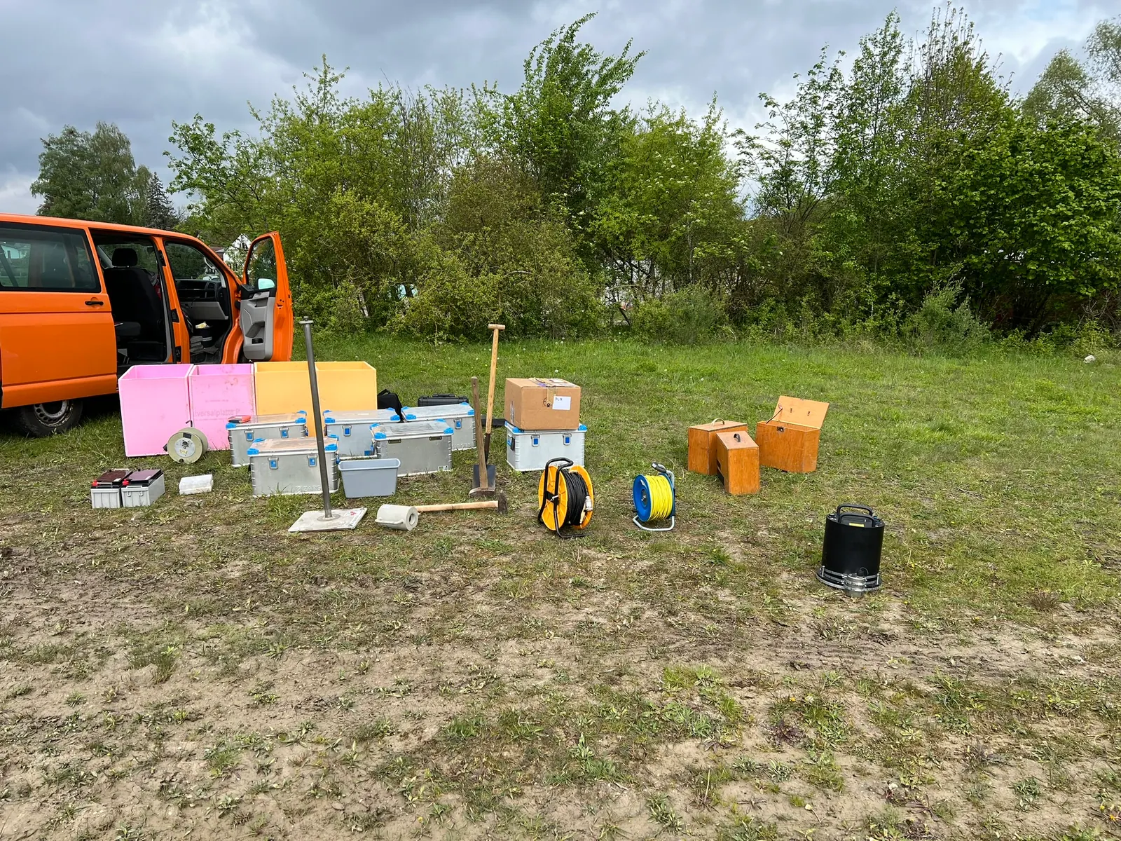 Equipment laid out at the tunnel measurement site.